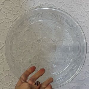 Vintage Fire King Clear Embossed Glass Pie Plate Baking  Dish 9 '' Pressed Glass